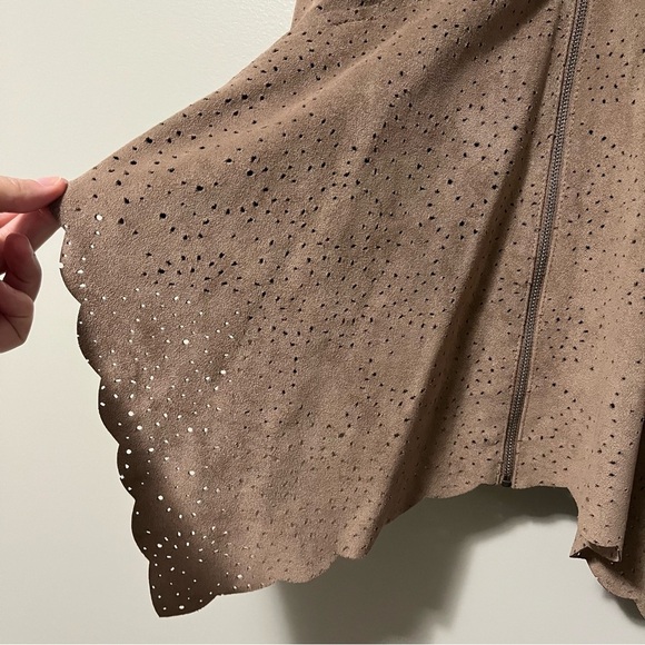 BCBGMaxAzria Brown Faux Suede Asymmetrical Crop Jacket - Picture 7 of 15